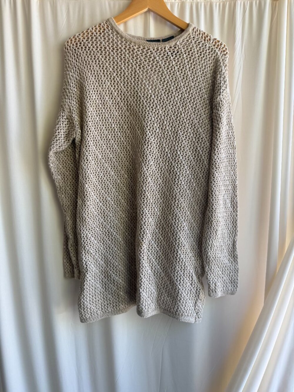 Vintage Airwear Linen Blend Open Knit Sweater Beige Size M